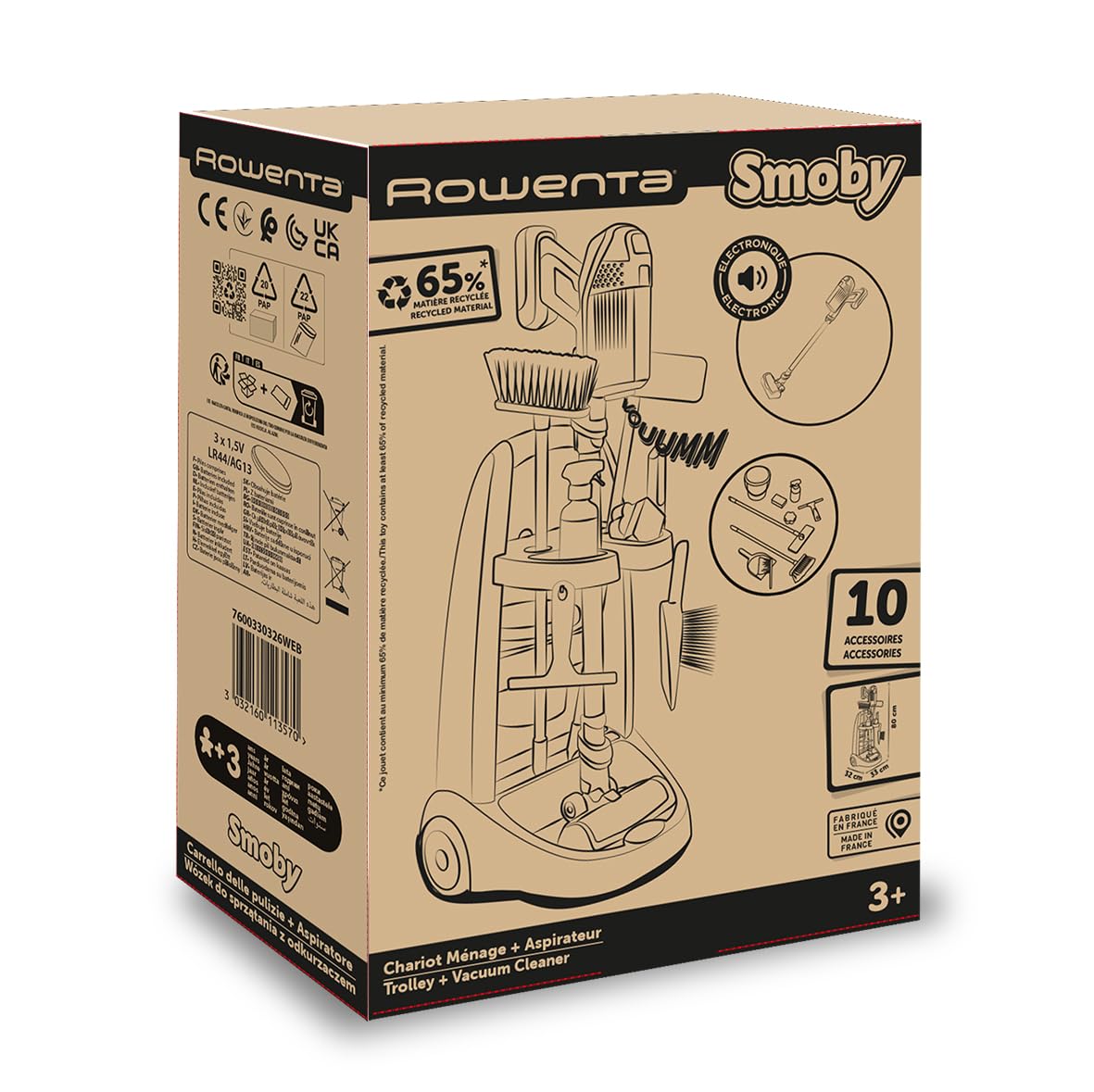 smoby-rowenta-reinigungstrolley-staubsauger-spielset-mit-sound image 7