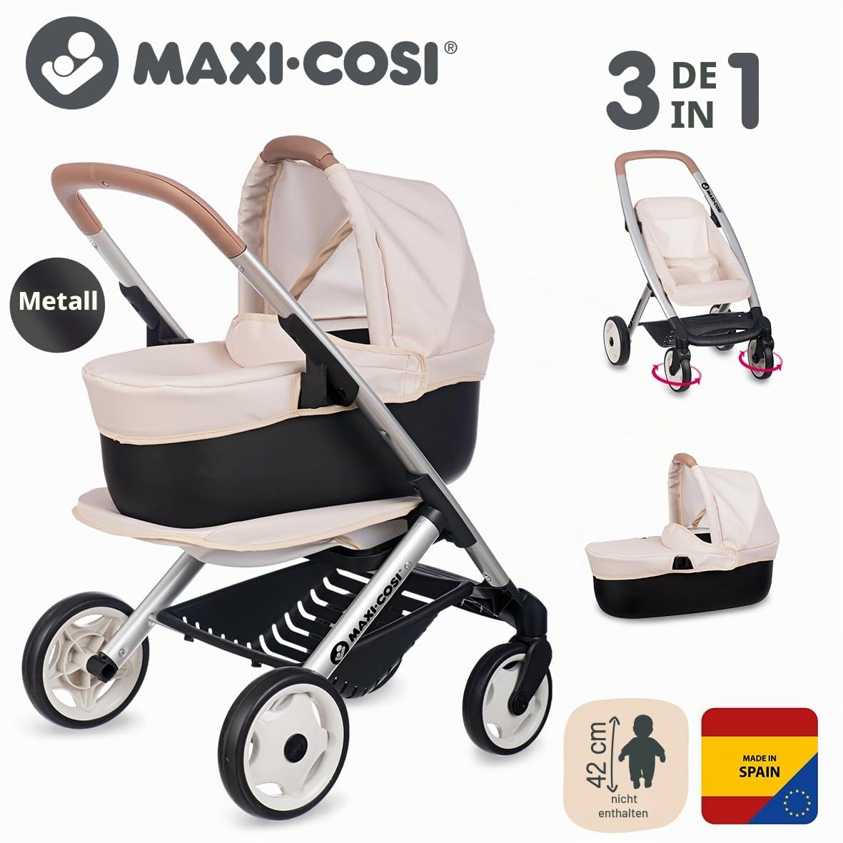 smoby-maxi-cosi-3-in-1-puppenwagen-buggy-bis-42-cm image 2