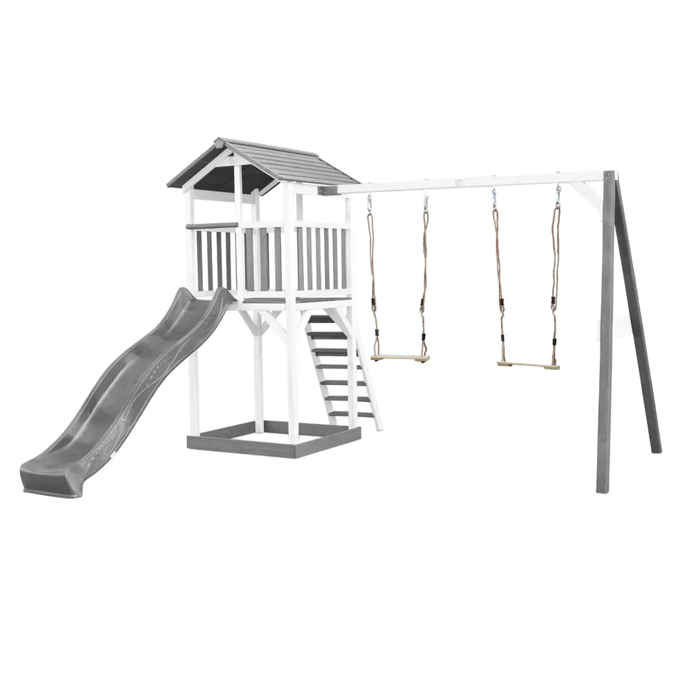 axi-beach-tower-spielturm-holz-mit-rutsche-wei-grau image 1