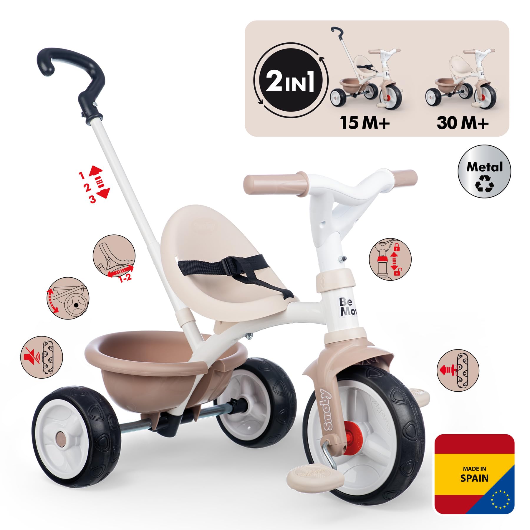 smoby-life-be-move-dreirad-beige-metall-ab-15-monaten image 2