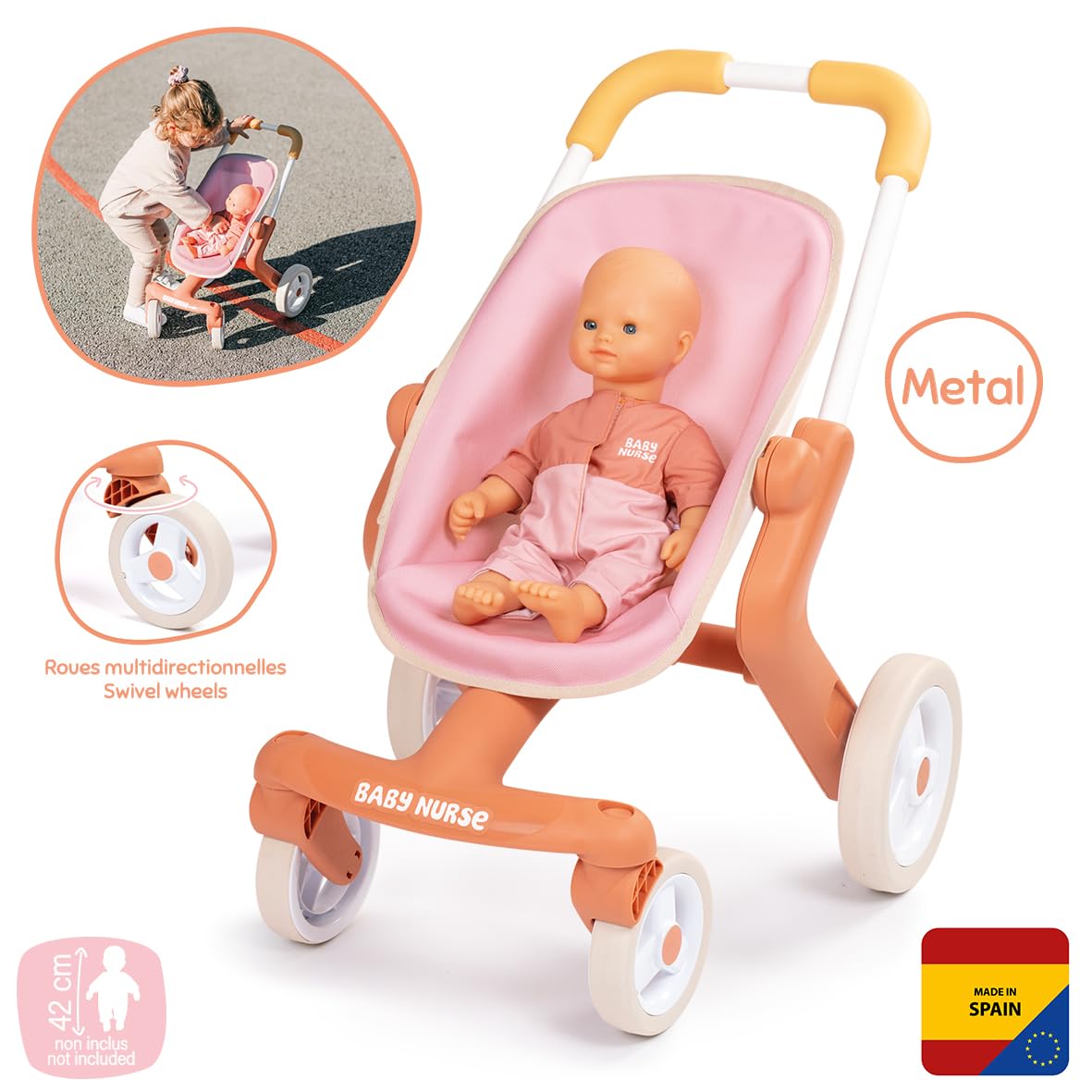 smoby-baby-nurse-puppenbuggy-pop-rosa-f-r-puppen-bis-42-cm image 2
