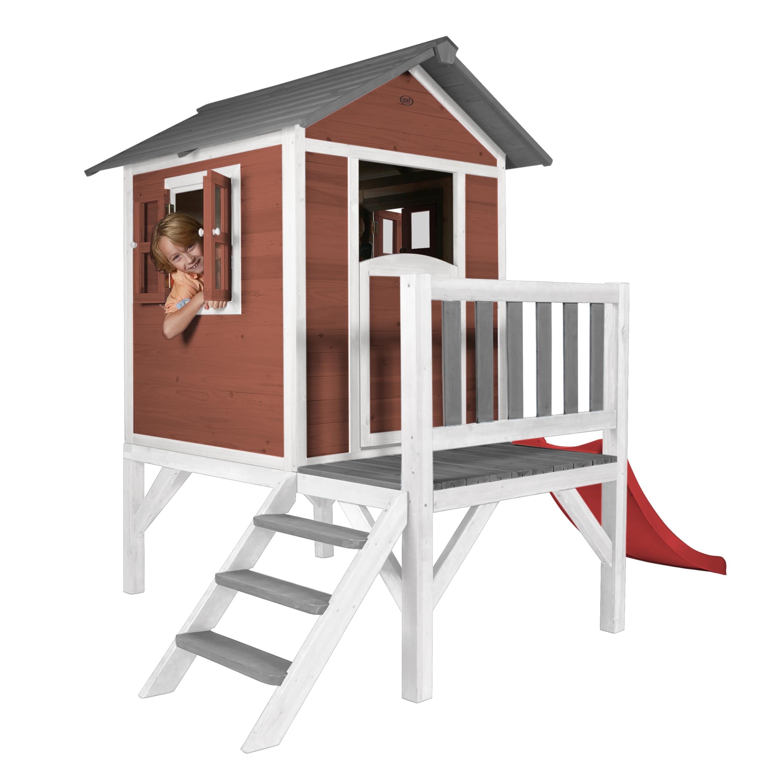 axi-beach-lodge-xl-stelzenhaus-holz-mit-rutsche-rot-wei image 6