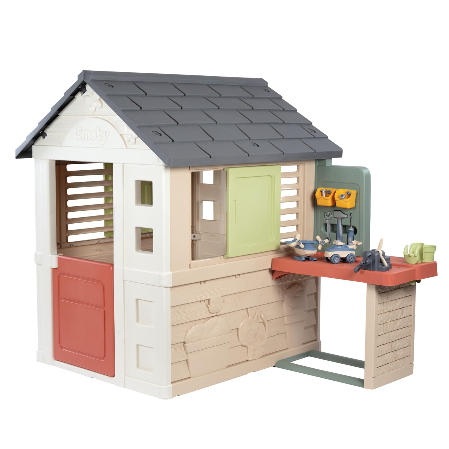 smoby-life-naturhaus-spielhaus-mit-bastelwerkstatt-ab-2-jahren image 1