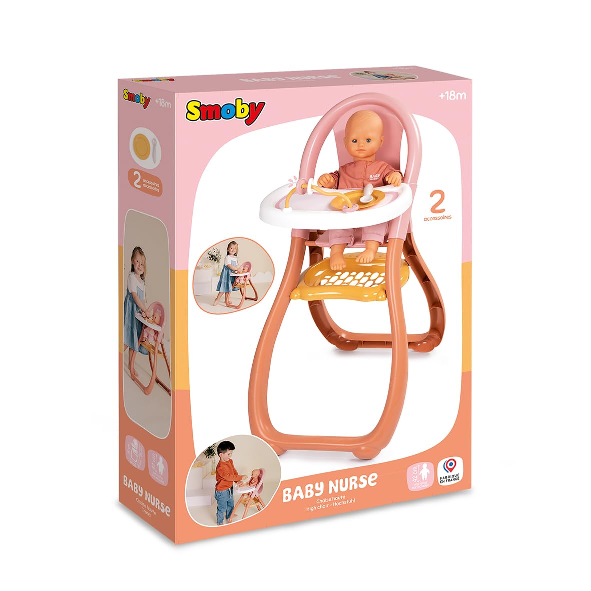 smoby-baby-nurse-puppen-hochstuhl-rosa-mit-teller-und-l-ffel image 7