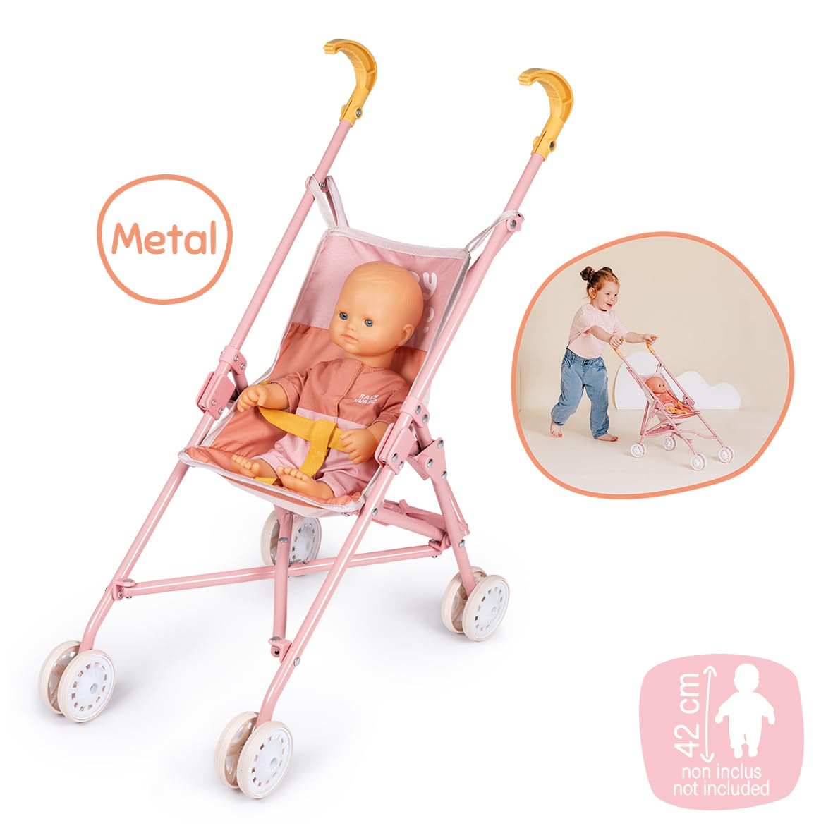 smoby-baby-nurse-puppenbuggy-puppenwagen-rosa-ab-2-jahre image 2
