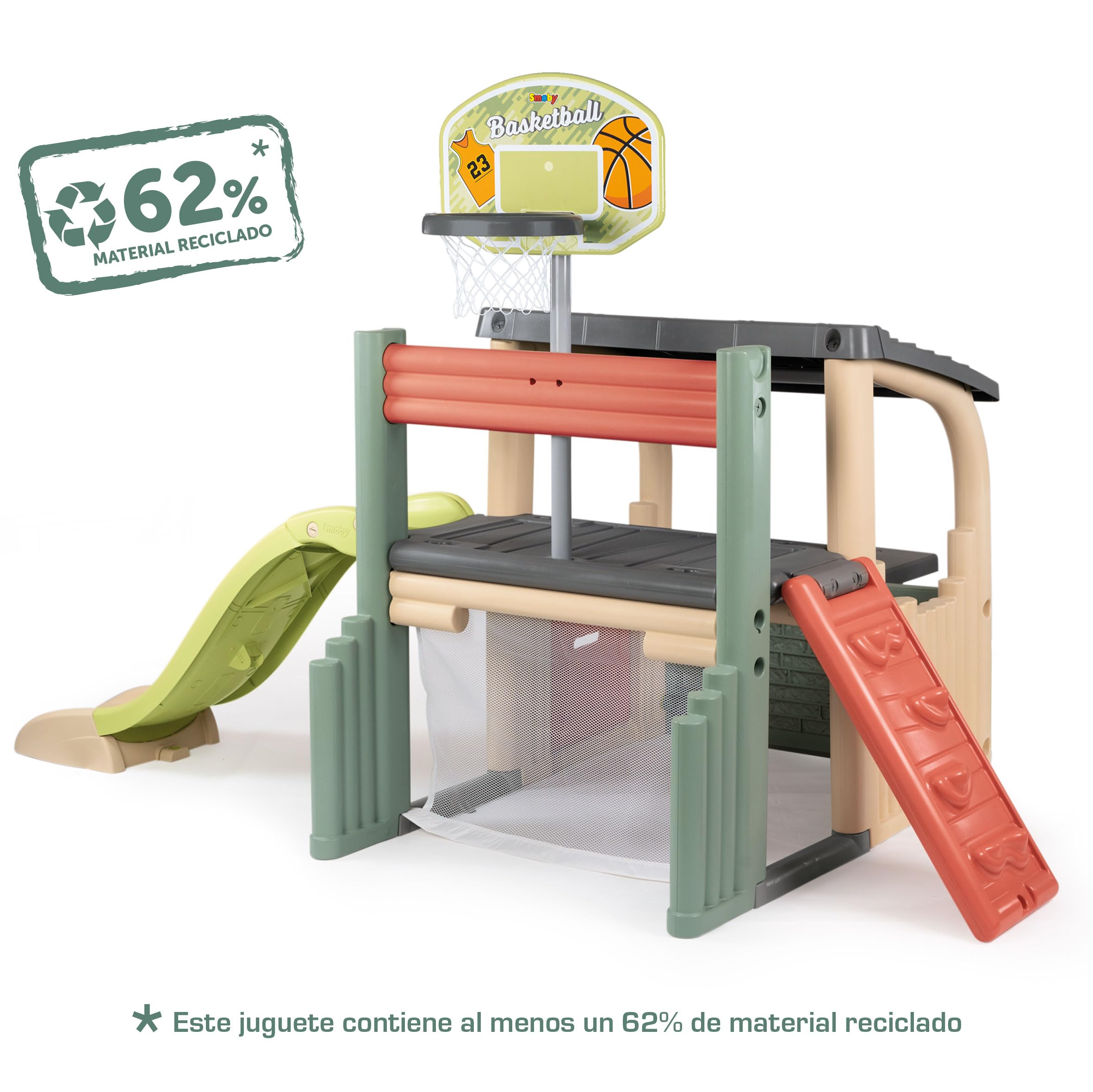 smoby-life-fun-center-spielhaus-rutsche-recycled-sport-284cm image 2