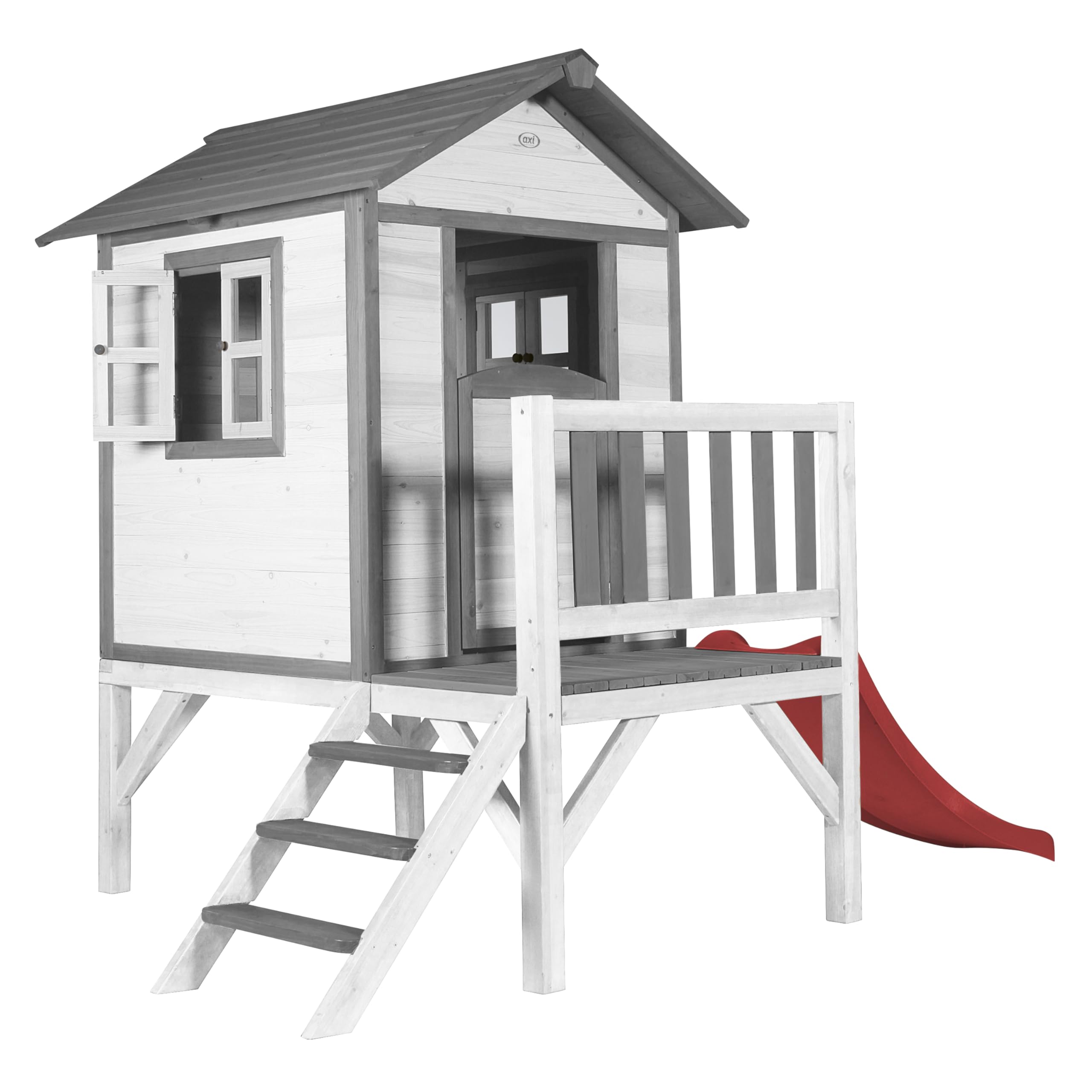 axi-beach-lodge-xl-spielhaus-wei-rote-rutsche-holz image 2