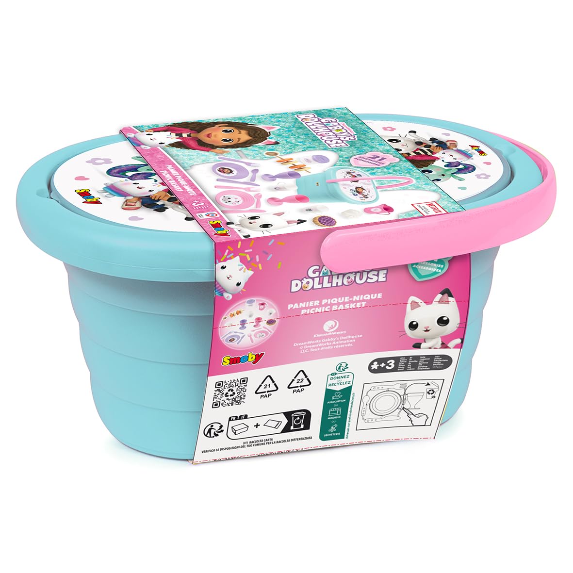 smoby-gabby-s-dollhouse-picknick-korb-teeservice-21-teile-blau image 2