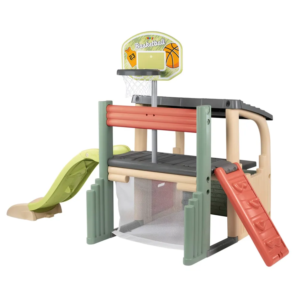 smoby-life-fun-center-spielhaus-rutsche-recycled-sport-284cm image 1