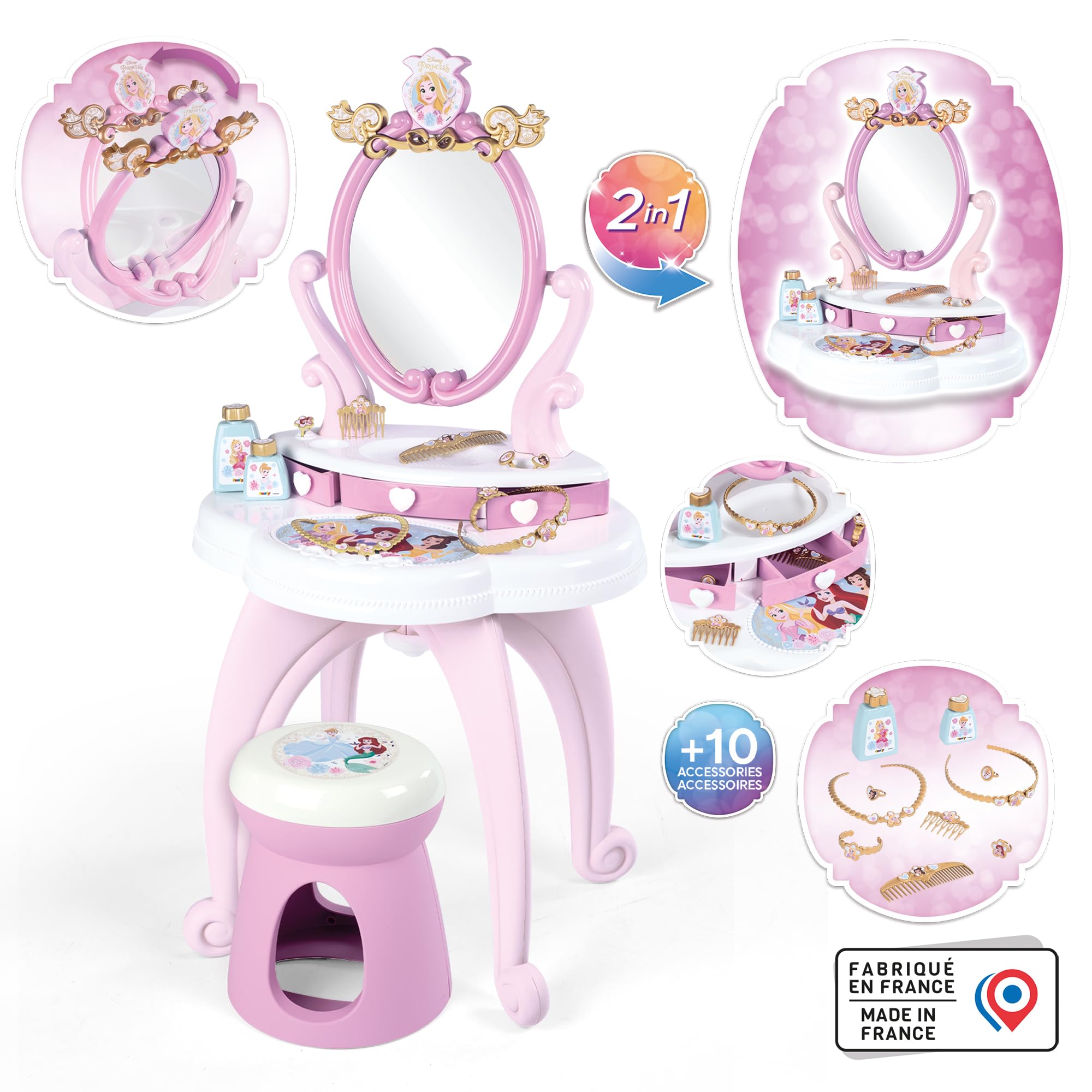 smoby-disney-princess-frisier-und-schminktisch-mit-hocker image 2