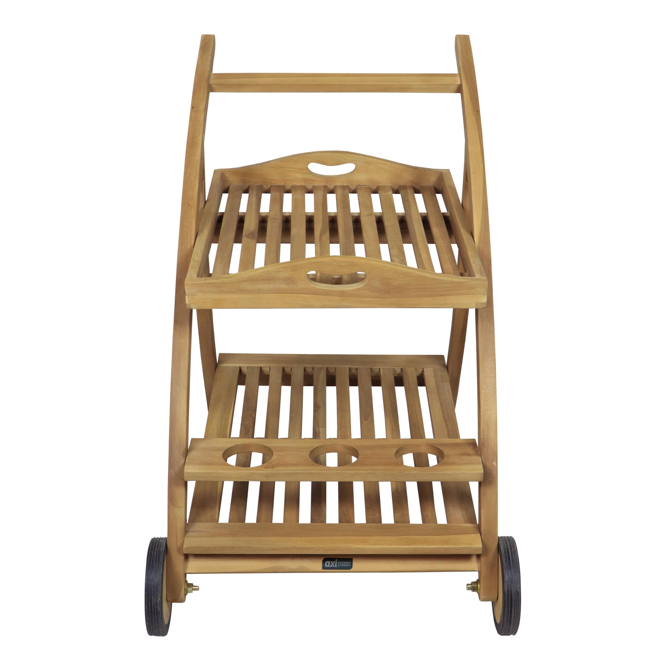 axi-adi-servierwagen-teak-rollen-tablett-flaschenhalter image 2