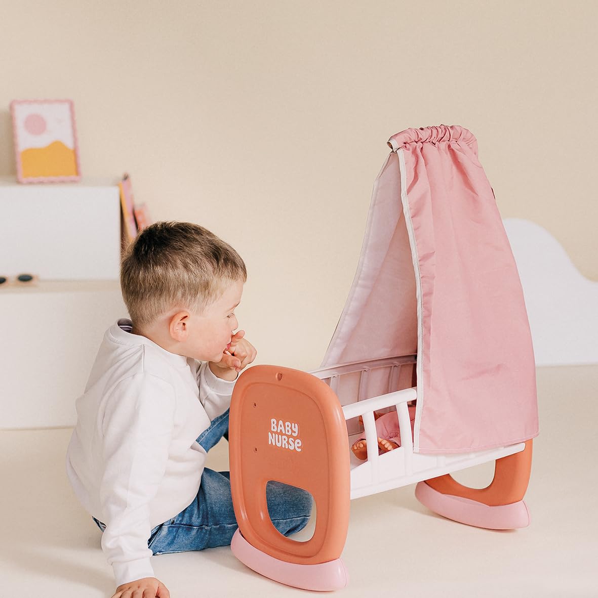 smoby-baby-nurse-puppenwiege-42-cm-mit-himmel image 5