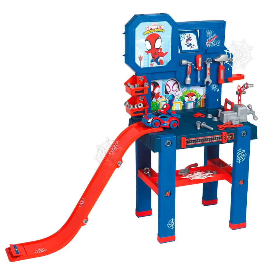 smoby-spidey-werkbank-spielwerkbank-mit-sprungschanze-60-teile image 1
