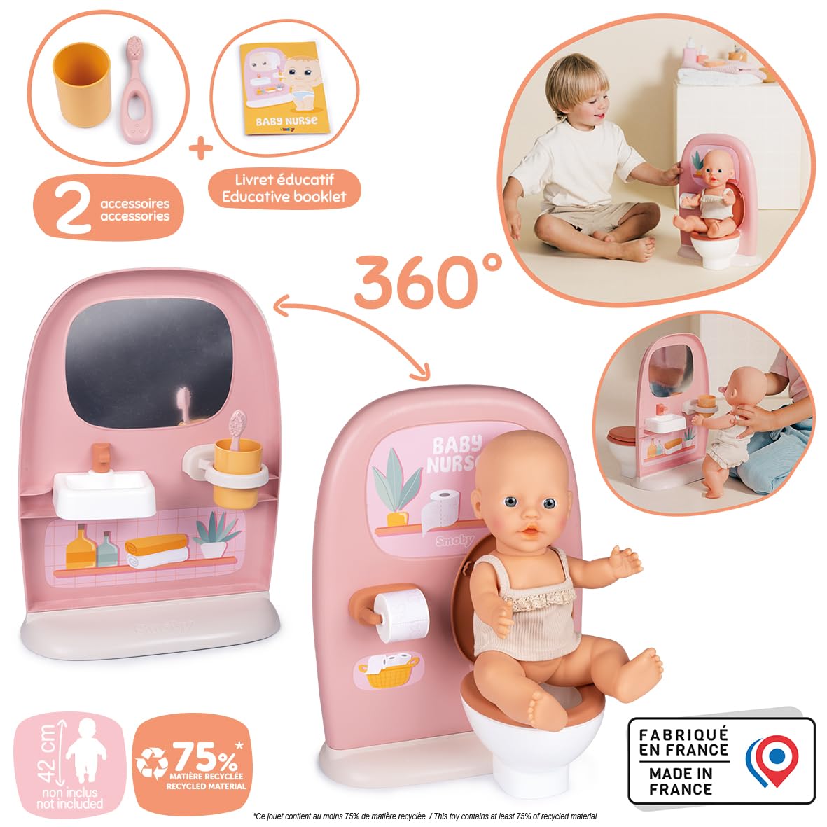 smoby-baby-nurse-puppen-badezimmer-toilette-rosa-ab-3-jahren image 2