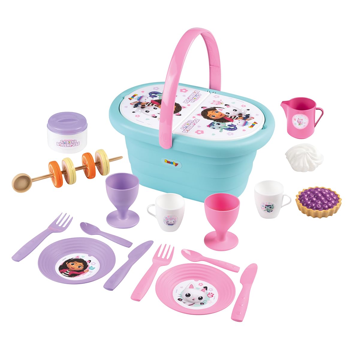 smoby-gabby-s-dollhouse-picknick-korb-teeservice-21-teile-blau image 1