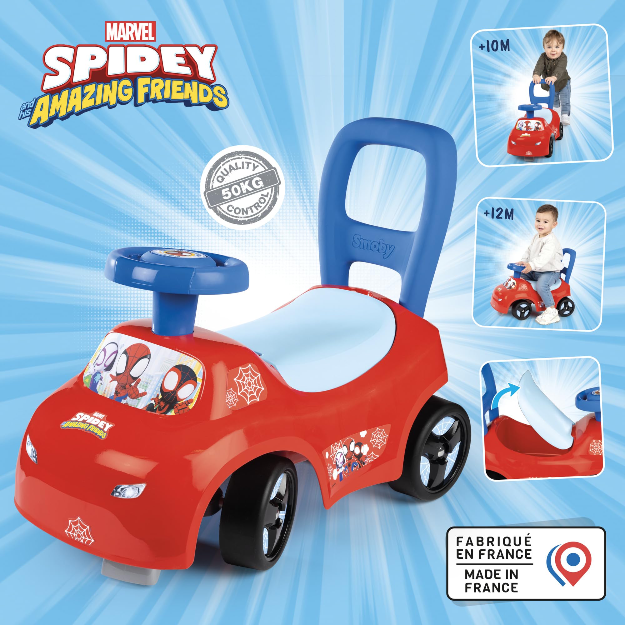 smoby-spidey-rutscher-rutschauto-mit-hupe-ab-10-monaten image 2