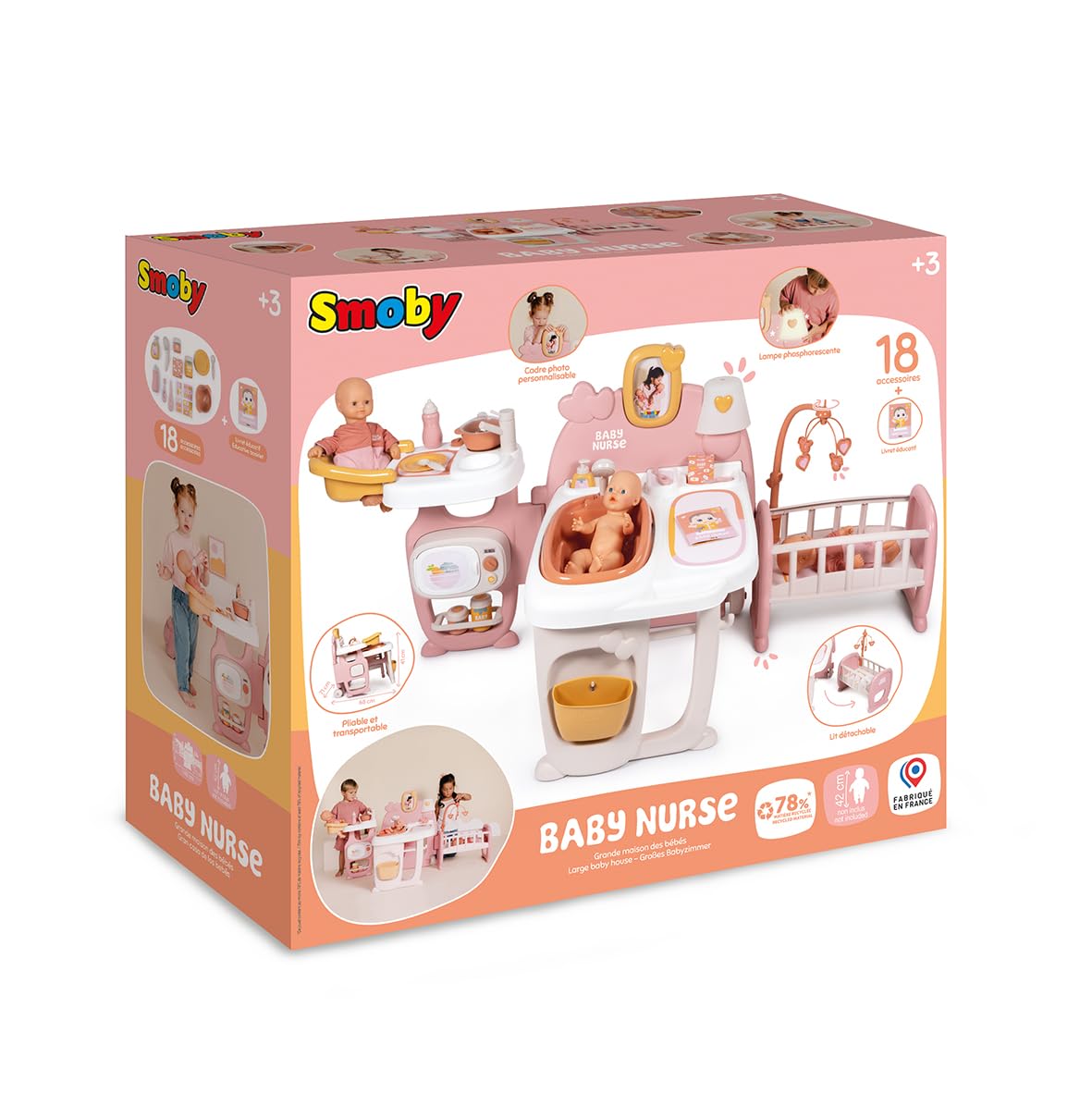 smoby-baby-nurse-puppen-spielcenter-3-in-1-mit-19-teilen image 7