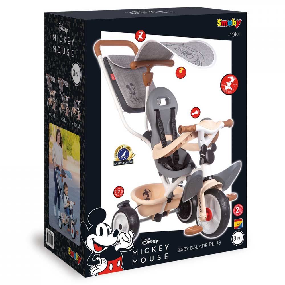 smoby-mickey-mouse-dreirad-baby-balade-plus-mit-schubstange image 2