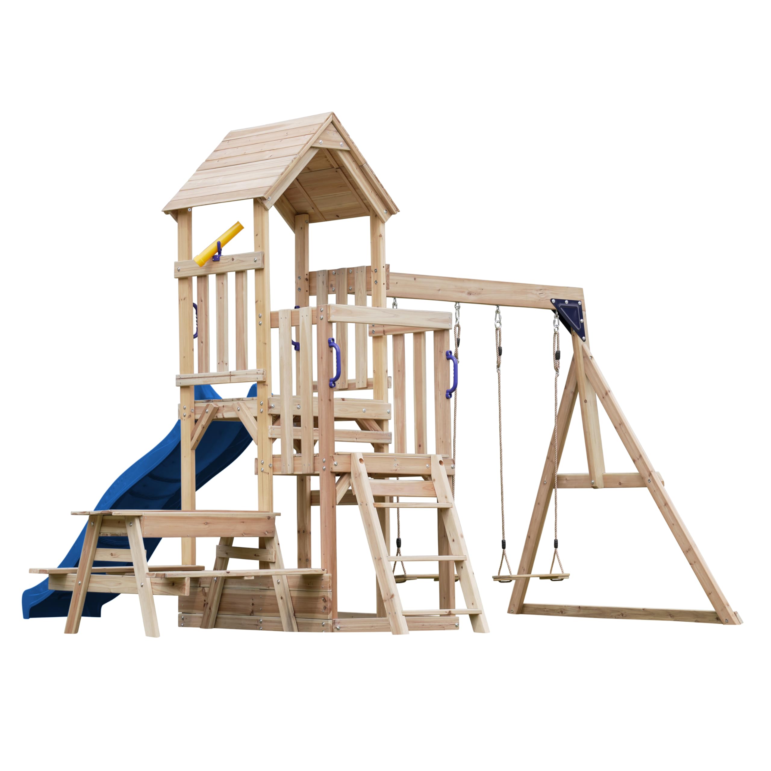 axi-mette-spielturm-holz-blau-mit-picknicktisch-rutsche image 6