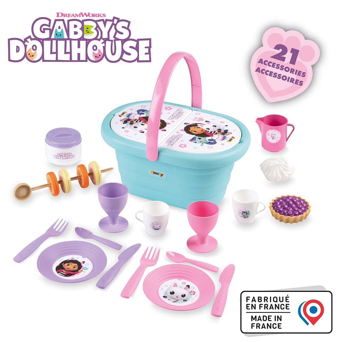 smoby-gabby-s-dollhouse-picknick-korb-teeservice-21-teile-blau image 5