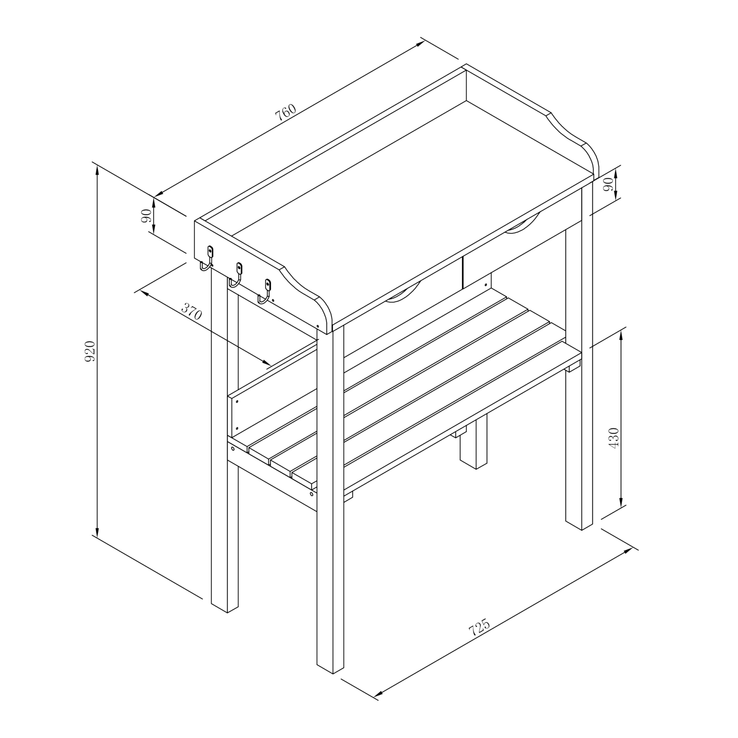 axi-pflanztisch-g-rtnertisch-holz-zink-2-schubladen-braun-wei image 4