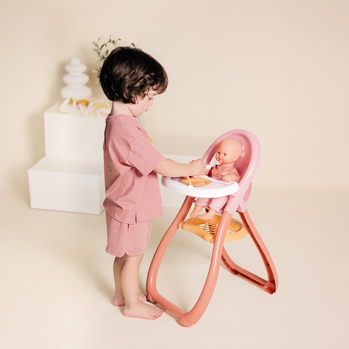 smoby-baby-nurse-puppen-hochstuhl-rosa-mit-teller-und-l-ffel image 4