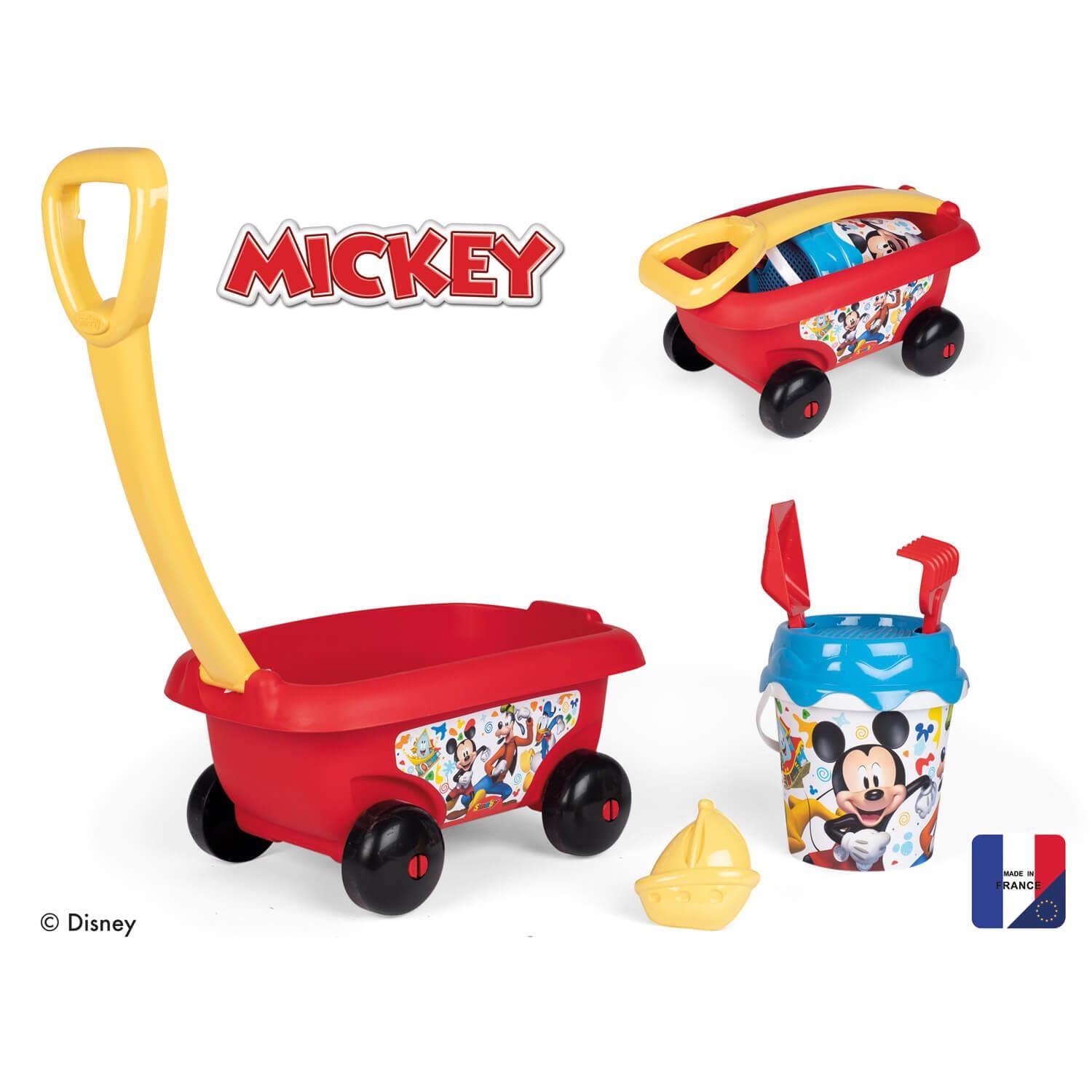 smoby-mickey-mouse-strandwagen-sandset-eimer-schaufel image 2