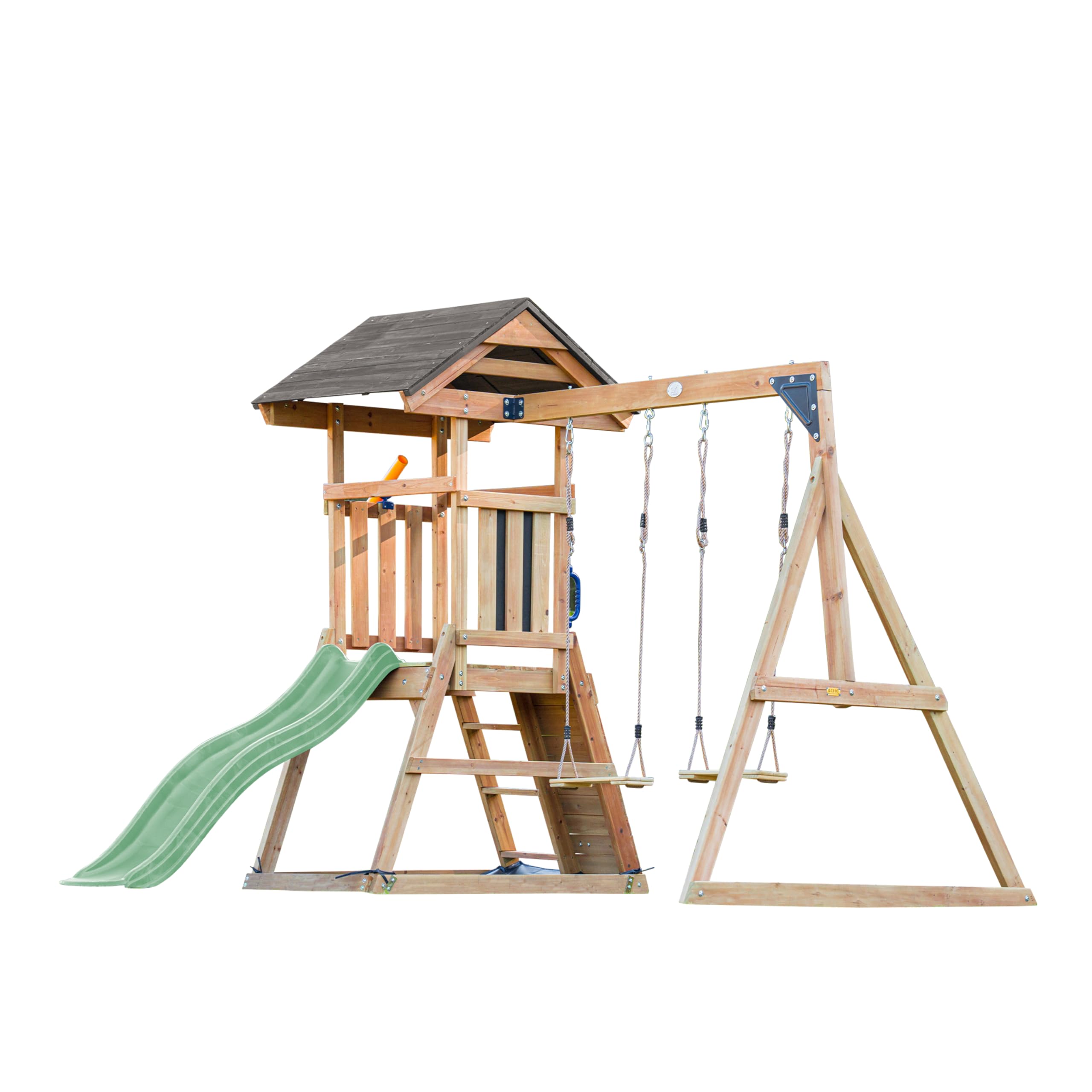 axi-mia-spielturm-holz-pastellgr-n-rutsche-doppelschaukel image 2