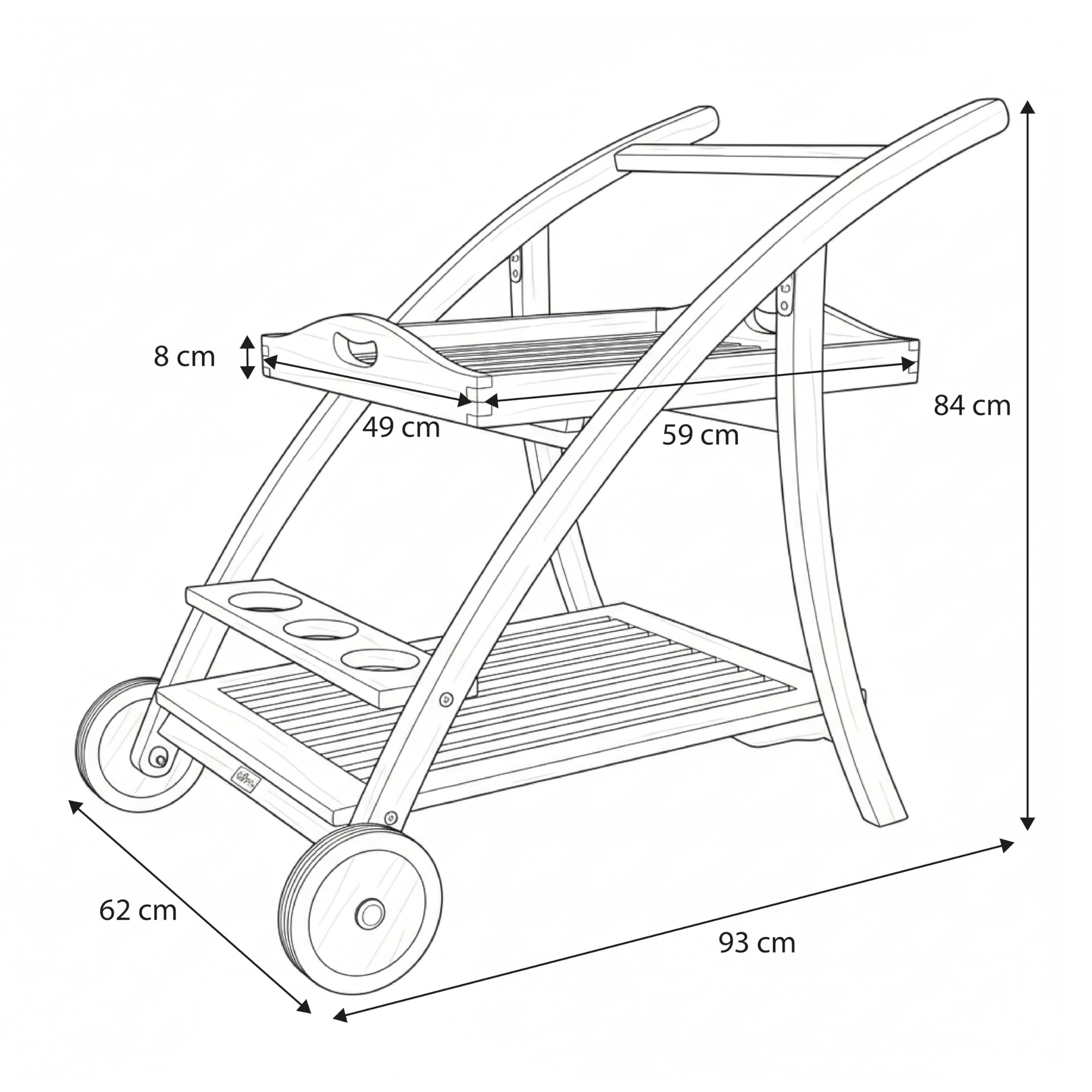 axi-adi-servierwagen-teak-rollen-tablett-flaschenhalter image 4