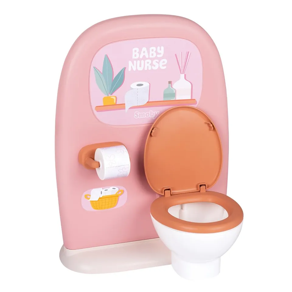 smoby-baby-nurse-puppen-badezimmer-toilette-rosa-ab-3-jahren image 1