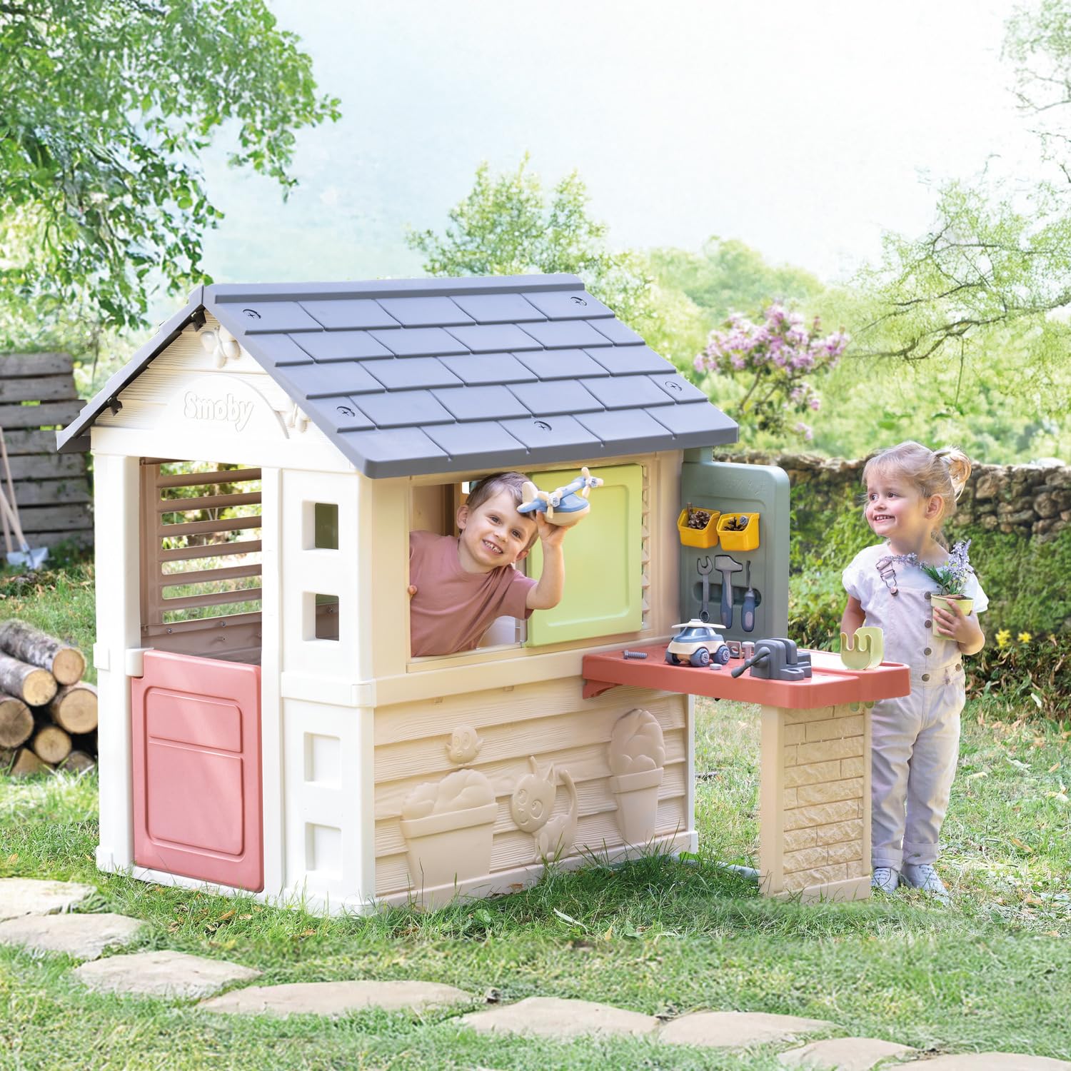 smoby-life-naturhaus-spielhaus-mit-bastelwerkstatt-ab-2-jahren image 4