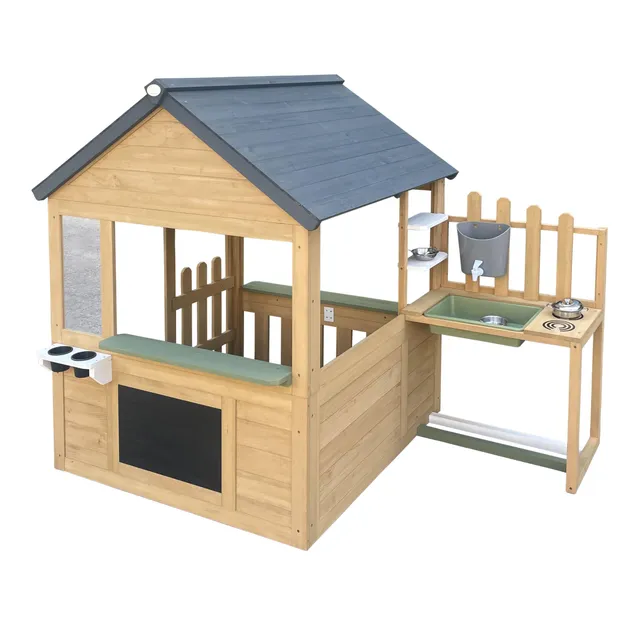 axi-lizz-spielhaus-holz-mit-spielk-che-braun-anthrazit image 1