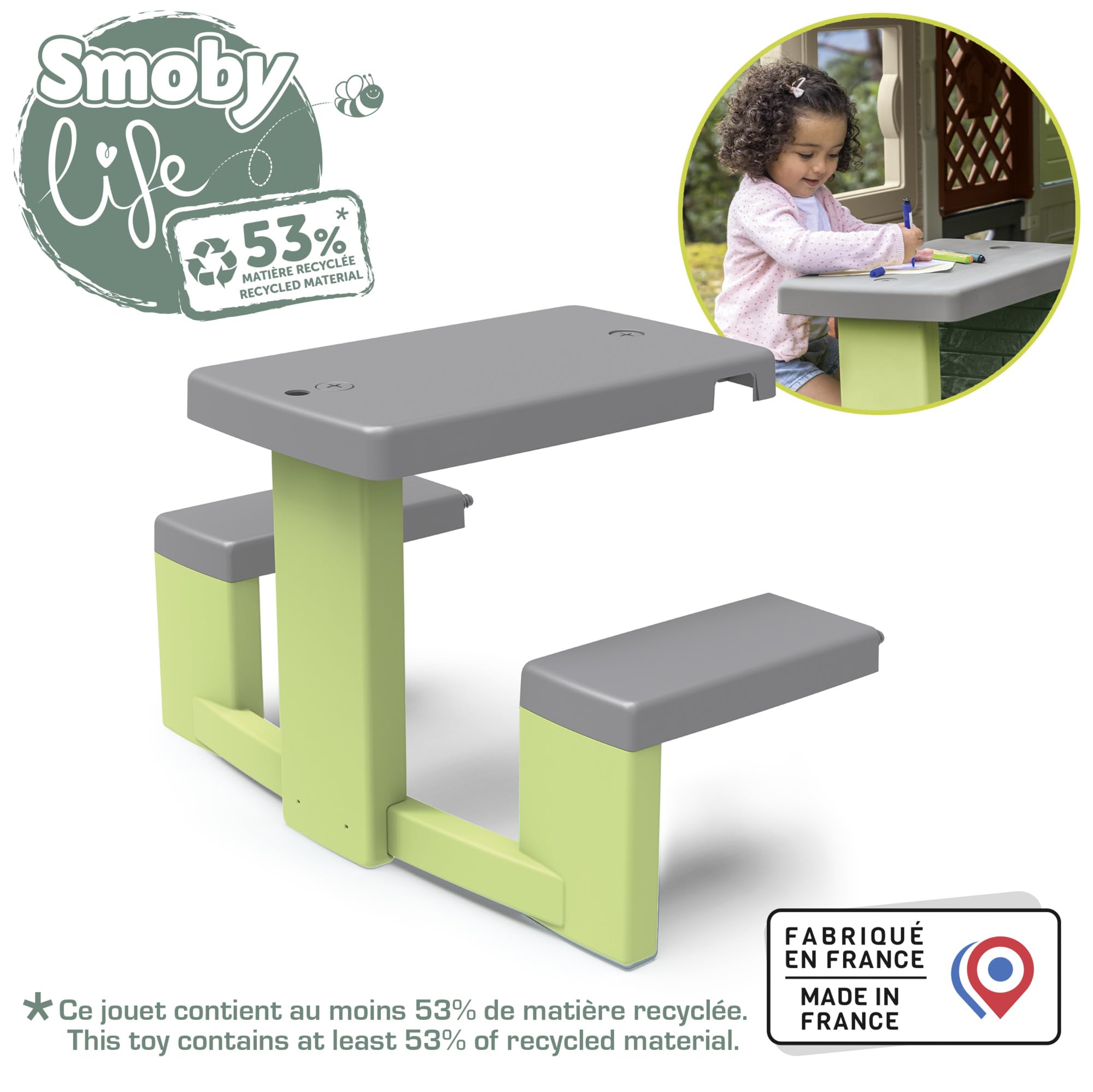 smoby-life-picknicktisch-kinder-recycled-mit-sitzb-nken-ab-2-jahre image 2