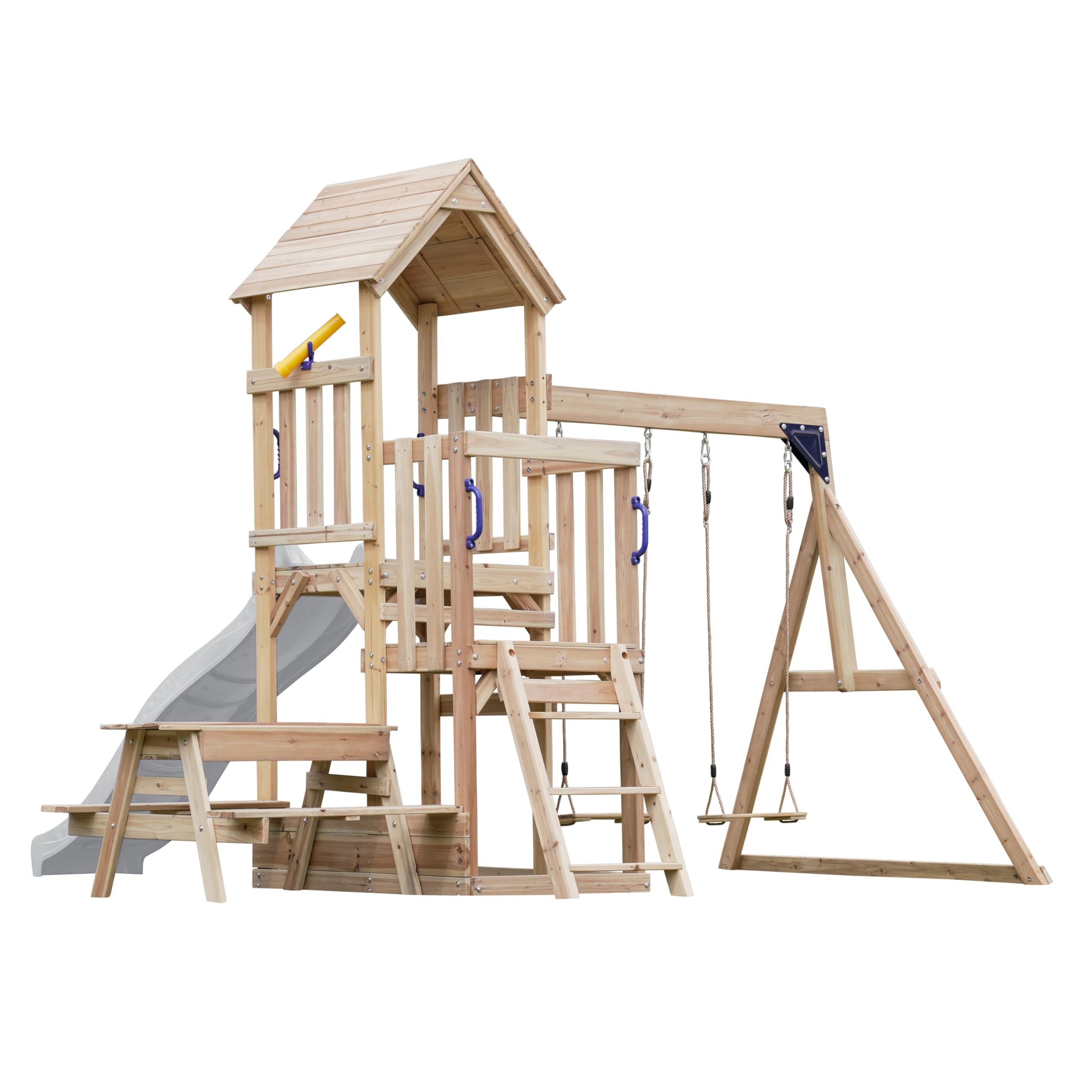 axi-mette-spielturm-holz-wei-mit-picknicktisch-rutsche image 6