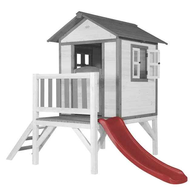 axi-beach-lodge-xl-spielhaus-wei-rote-rutsche-holz image 1