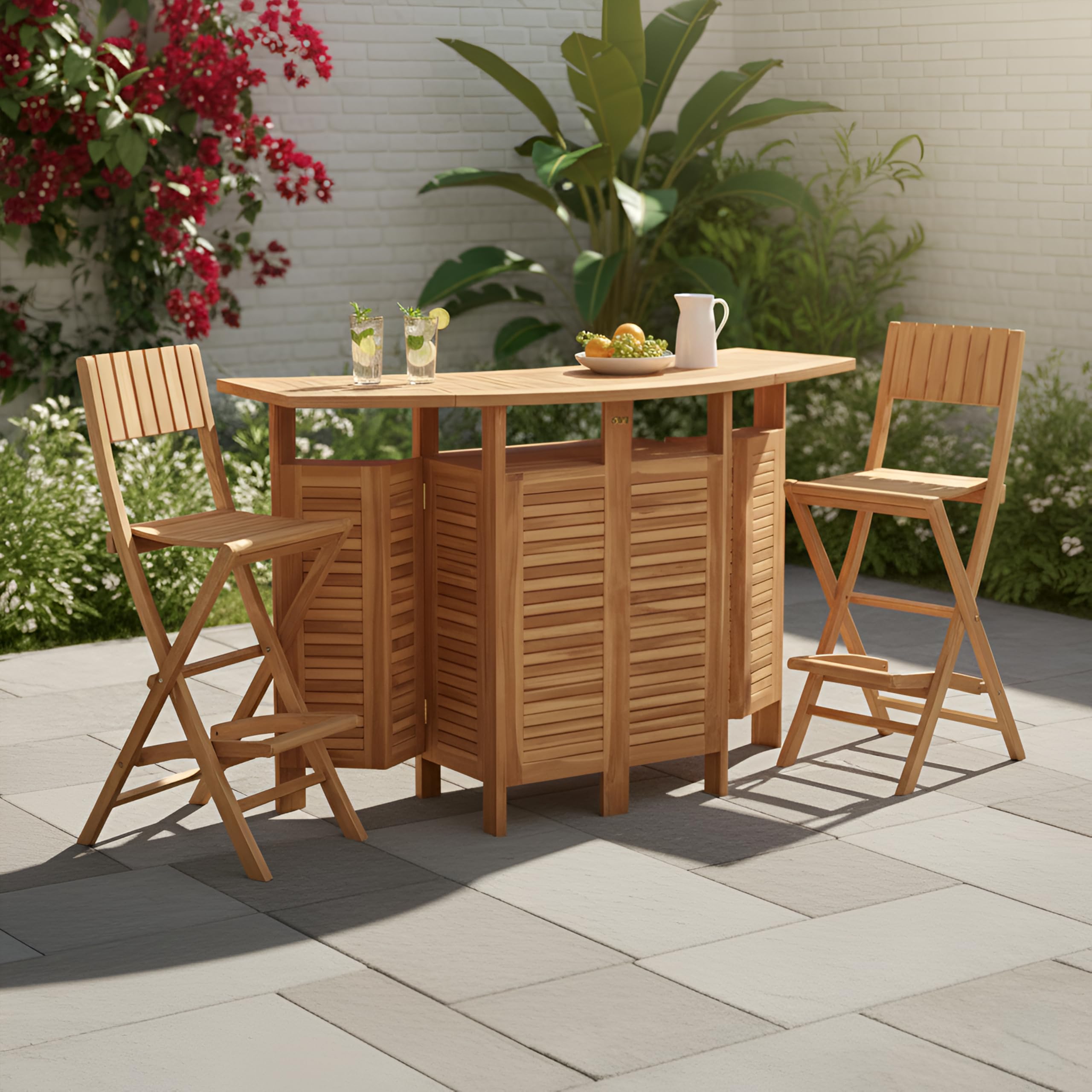 axi-bruno-gartenbar-teak-mit-2-barhockern-klappbar-stauraum image 3