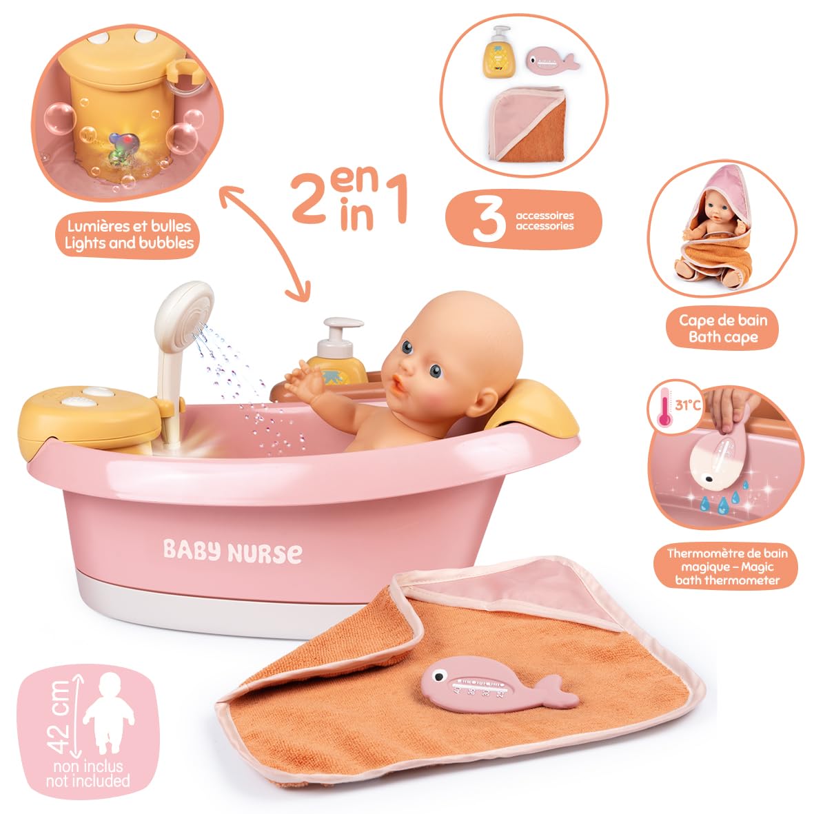 smoby-baby-nurse-puppen-badewanne-mit-led-f-r-puppen-bis-42-cm image 3