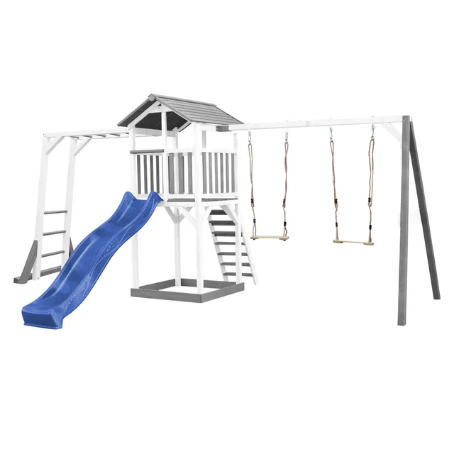 axi-beach-tower-spielturm-holz-blau-rutsche-schaukel image 1