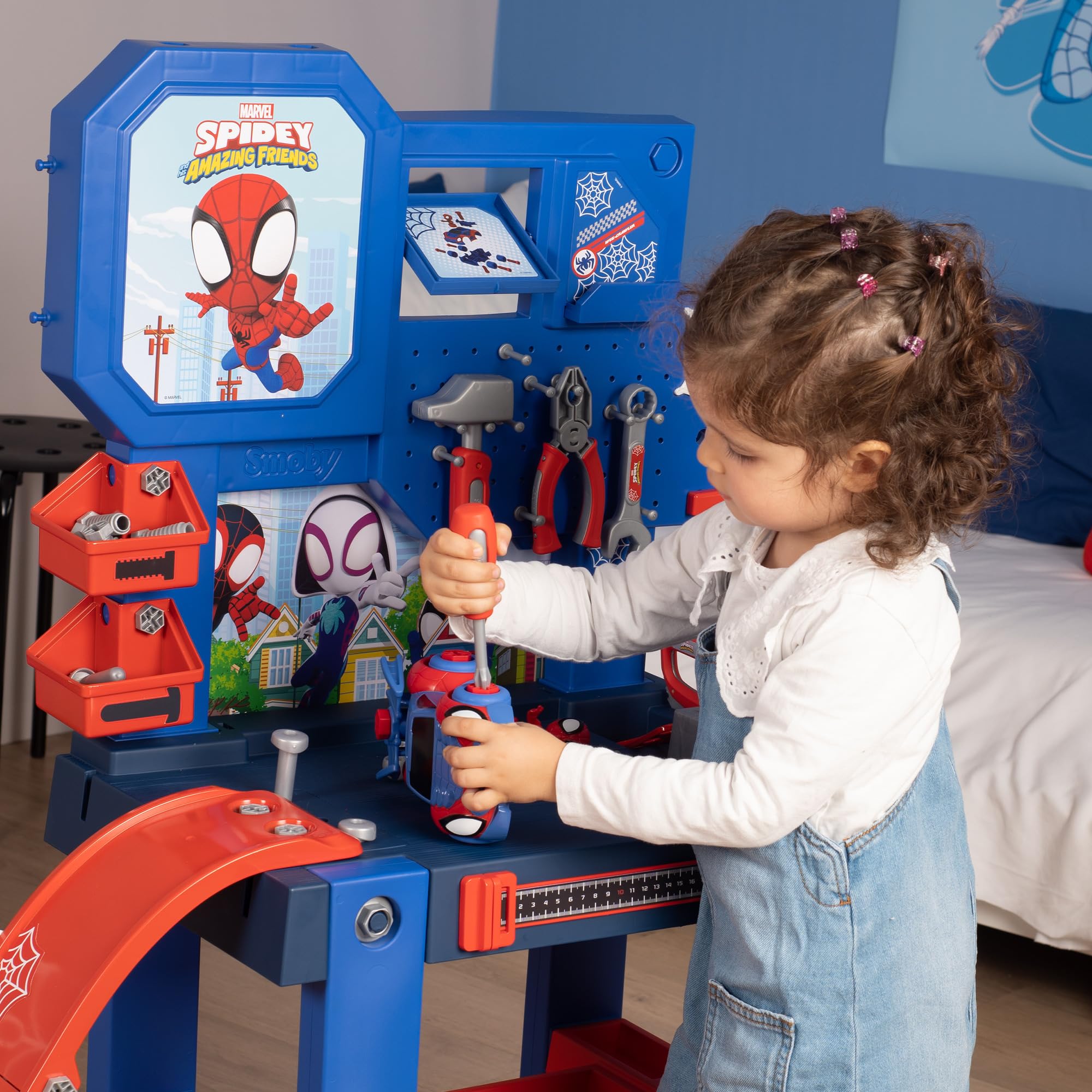 smoby-spidey-werkbank-spielwerkbank-mit-sprungschanze-60-teile image 3