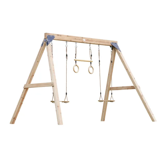 axi-maya-doppelschaukel-holz-braun-mit-trapez image 1