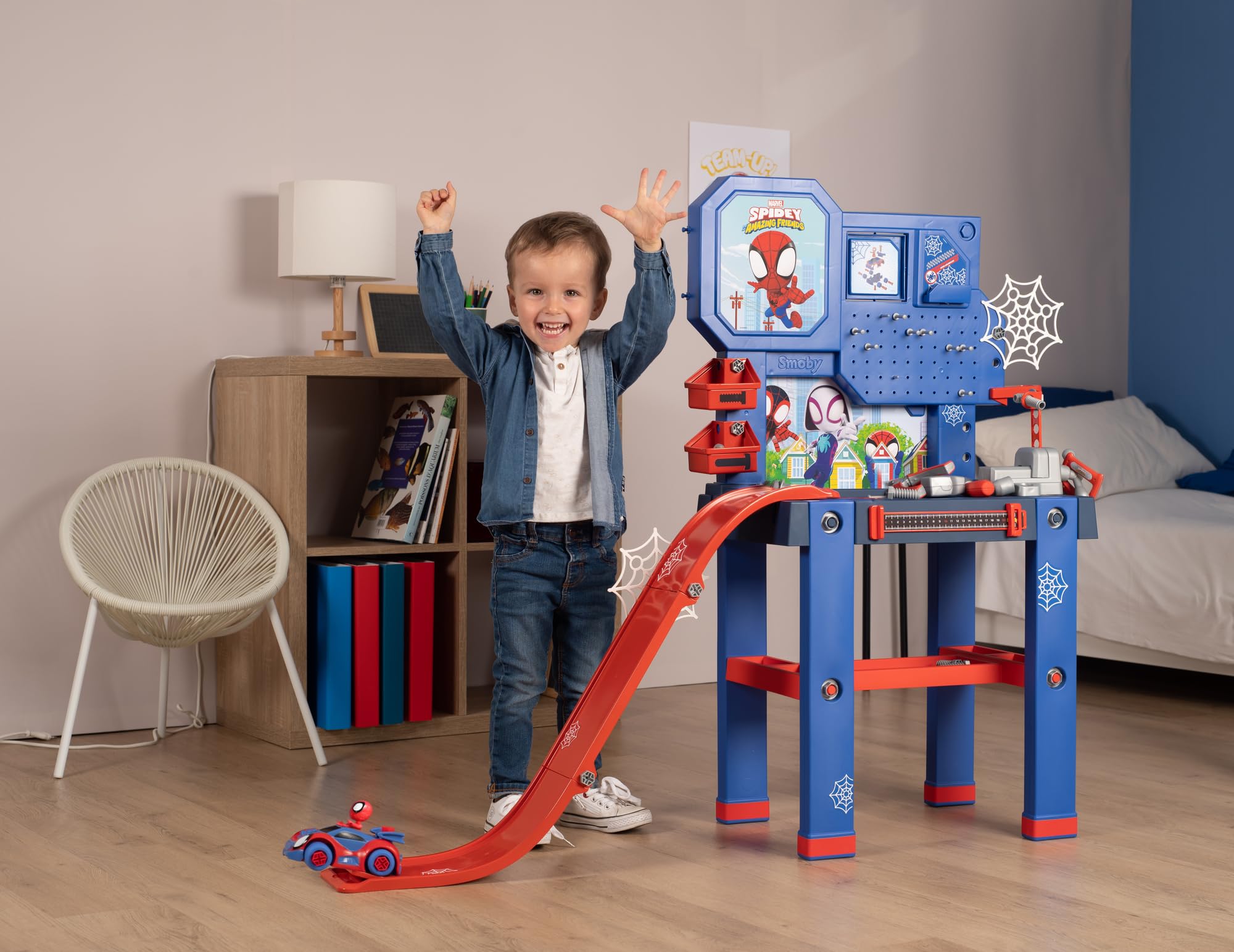 smoby-spidey-werkbank-spielwerkbank-mit-sprungschanze-60-teile image 7
