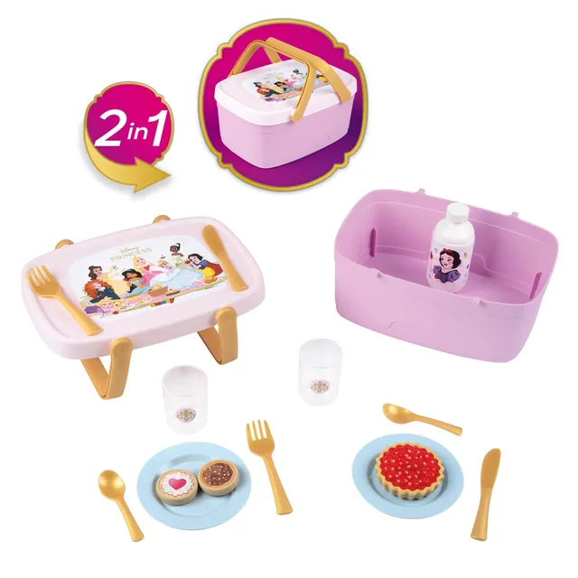 smoby-disney-prinzessinnen-2-in-1-picknickkorb-14-teile image 1