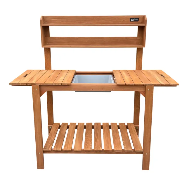 axi-classic-pflanztisch-holz-braun-100-cm-mit-wanne image 1
