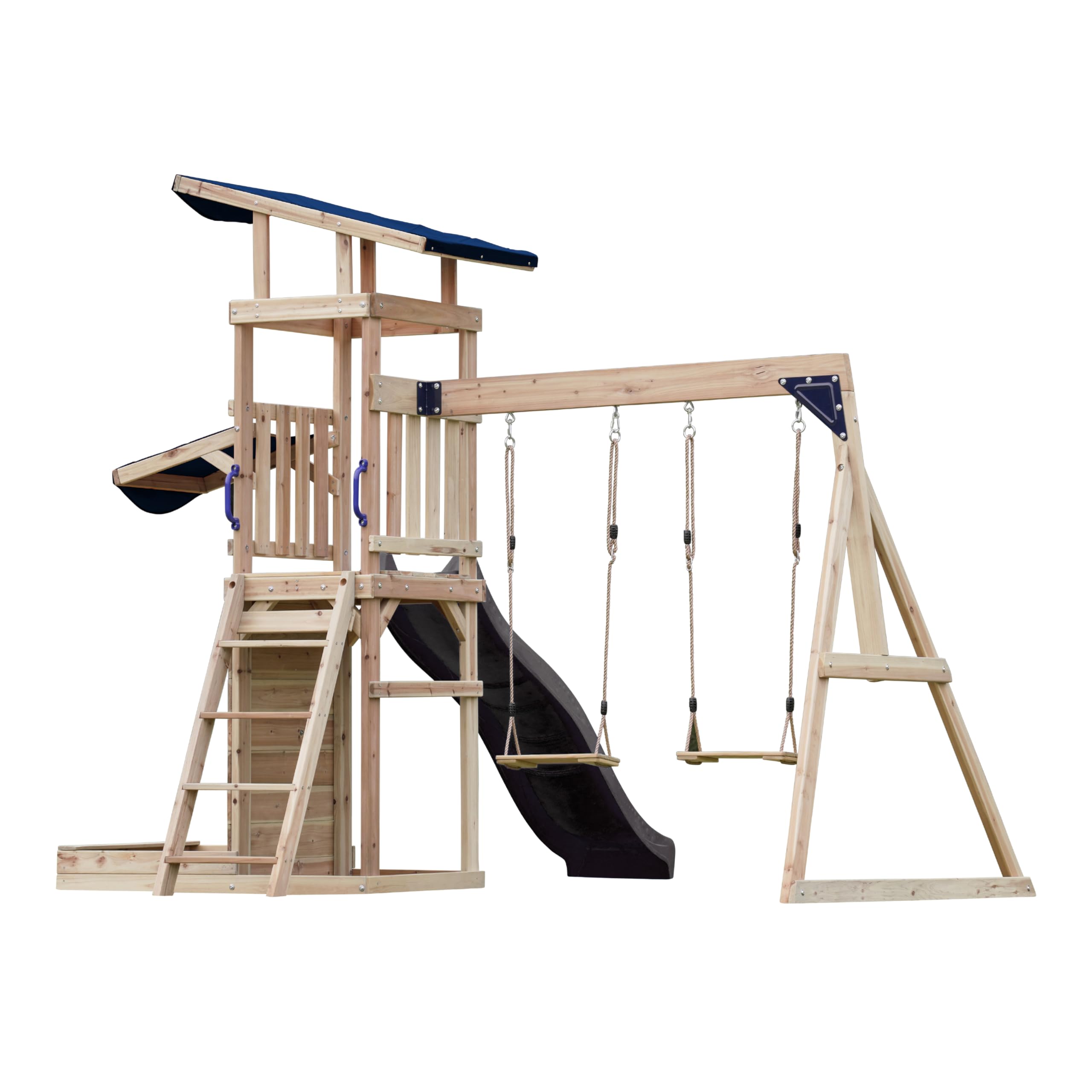 axi-malik-spielturm-holz-grau-mit-rutsche-und-schaukel image 6