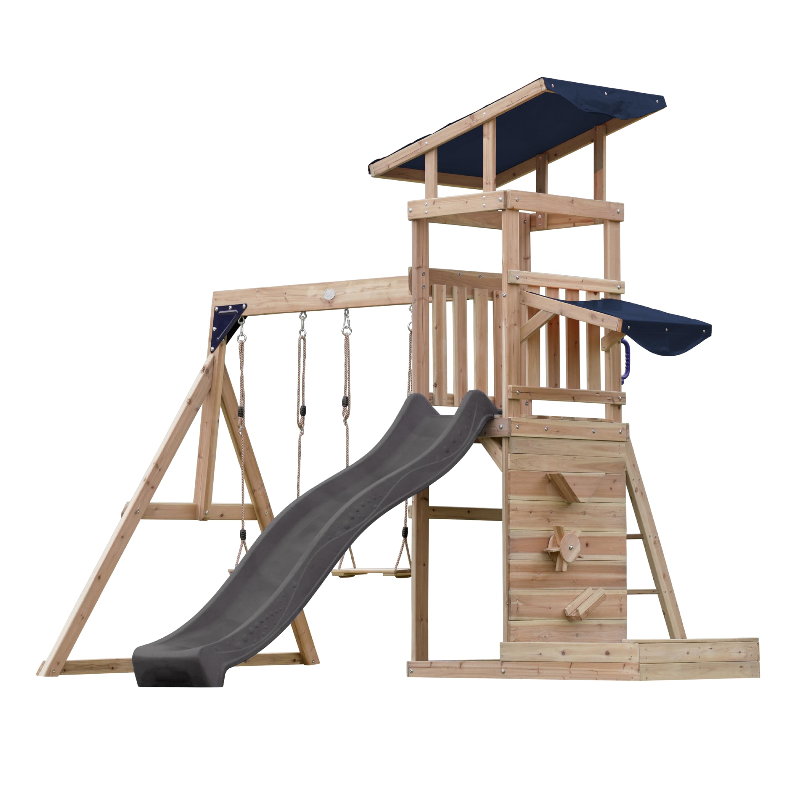 axi-malik-spielturm-holz-grau-mit-rutsche-und-schaukel image 2