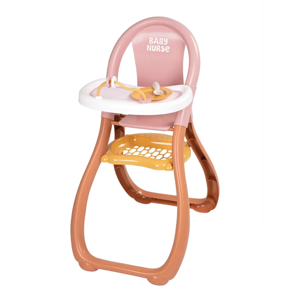 smoby-baby-nurse-puppen-hochstuhl-rosa-mit-teller-und-l-ffel image 1