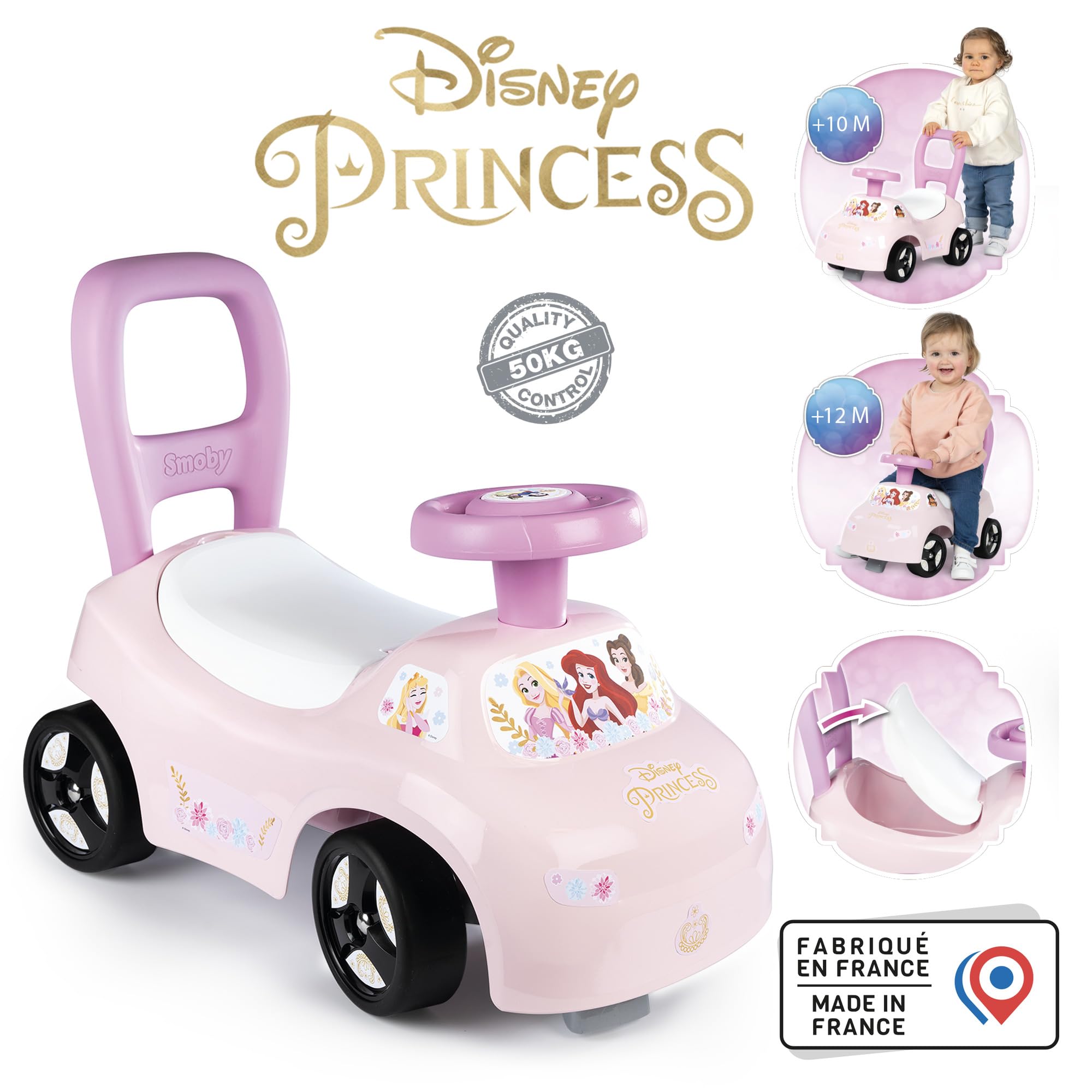 smoby-disney-princess-rutschauto-mit-hupenlenkrad image 2