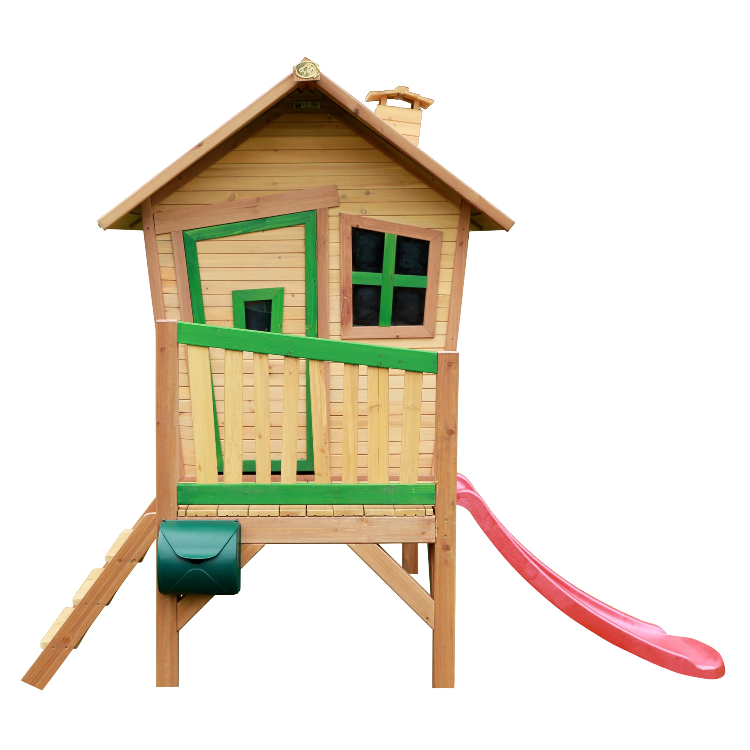 axi-robin-spielhaus-holz-rote-rutsche-stelzenhaus-braun-gr-n image 2