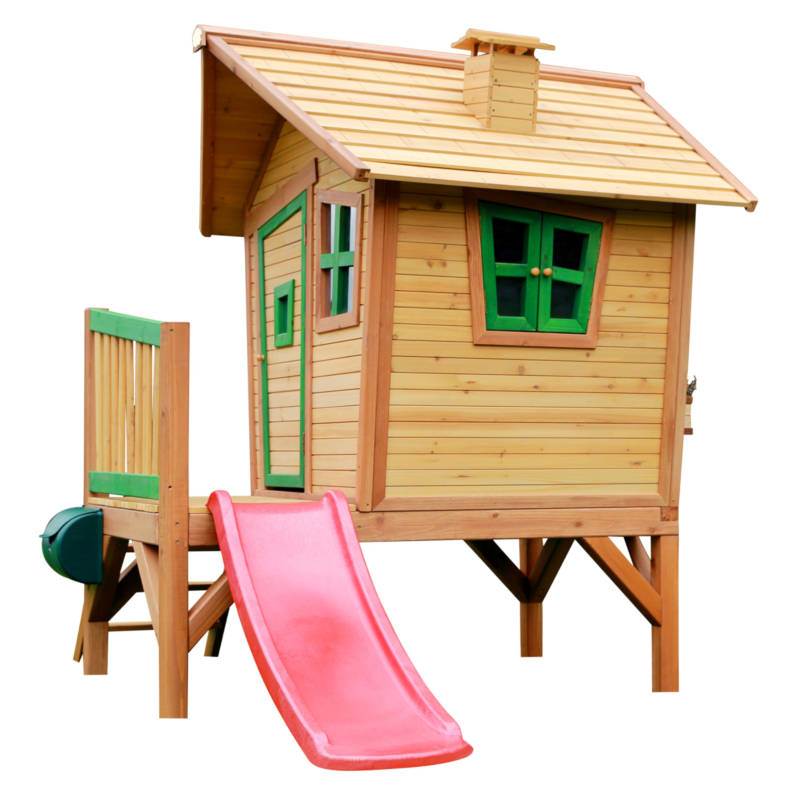 axi-robin-spielhaus-holz-rote-rutsche-stelzenhaus-braun-gr-n image 6
