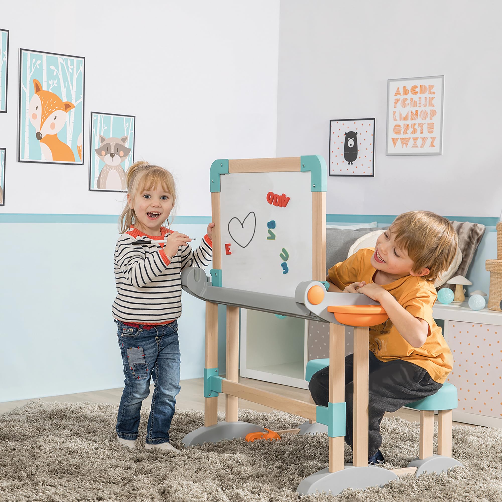 smoby-life-holzschreibtisch-2-in-1-buche-klappbar-ab-3-jahre image 2